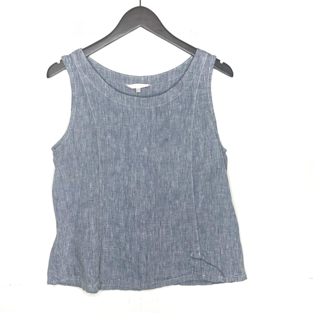 Kleen Linen Gray-Blue Sleeveless Tunic Top Lagenlook Size Large